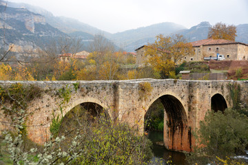 Fototapeta na wymiar puente romanico de piedra
