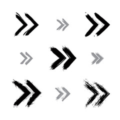 Set of hand-painted rewind signs isolated on white background, s