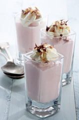 strawberry mousse with whipped cream