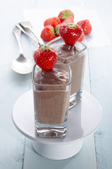 chocolate pudding dessert in a shot glass