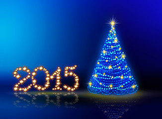New Year 2015 background and christmas tree.