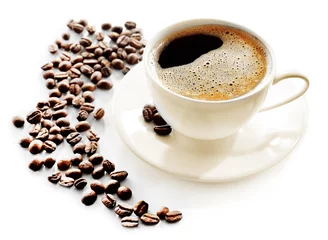 Fotobehang Cup of coffee isolated on white © Africa Studio