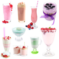 Delicious desserts collage isolated on white