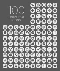 Set of 100 universal icons of business, science, health, securit