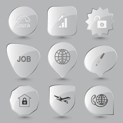 global communication, airliner, bank, ink pen, globe, job, opene