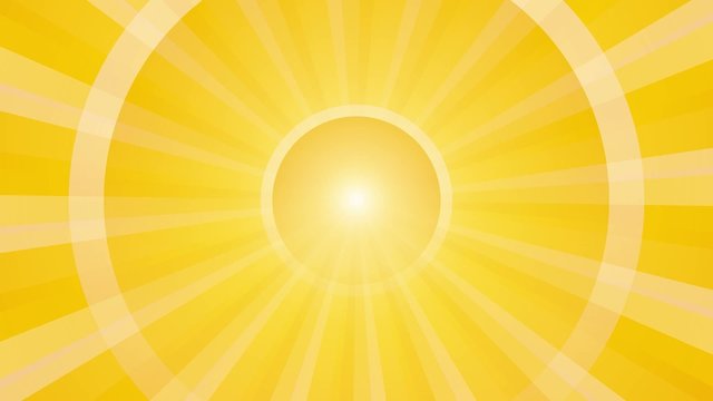 abstract yellow background with rays and pulsating circle loop