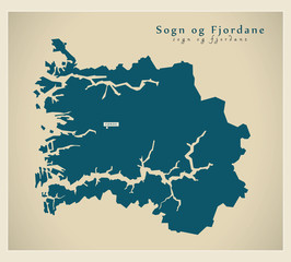 Fototapeta premium Modern Map - Sogn og Fjordane NO