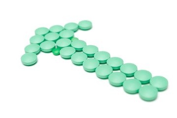 Green arrow pointing up, isolated. Healthcare concept