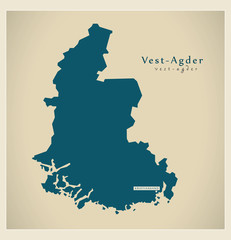 Modern Map - Vest-Agder NO