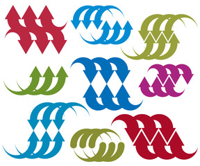 Arrows vector abstract symbol, single color graphic design templ