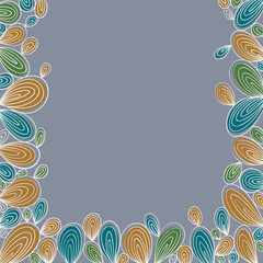 Floral bright hand drawn curly framing on grey background with w