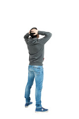 Fototapeta premium Rear view of man looking away