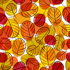 Autumn leaves seamless background, floral vector seamless patter