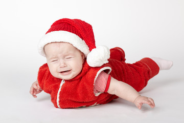 little crying santa on white