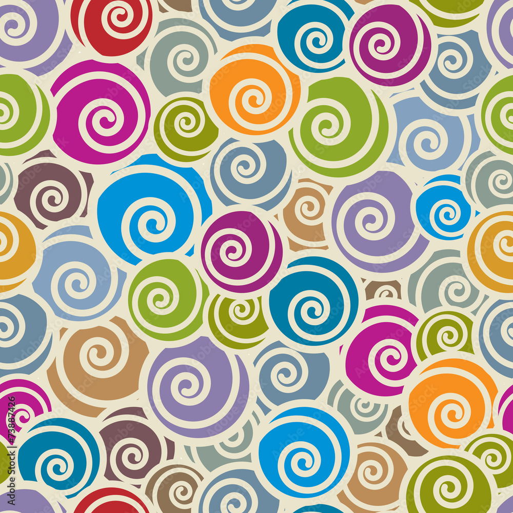 Poster colorful curls seamless pattern.