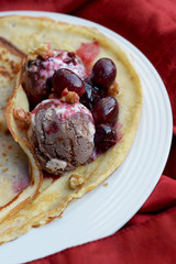 Chocolate Ice cream on a Pancake