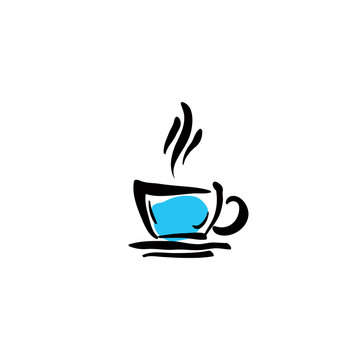 Illustrated coffee cup icon on white background, vector illustra