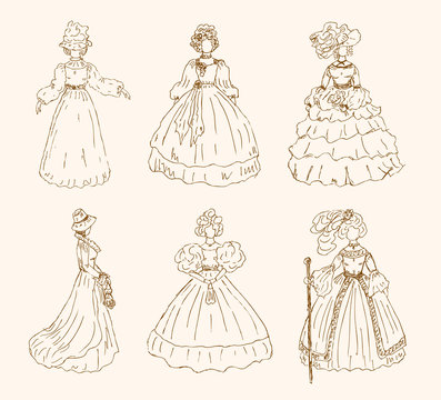 Women sketchy collection in retro style