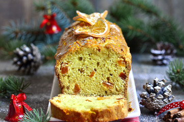Christmas orange cake with dried apricot.