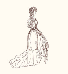 Sketchy vintage woman silhouette