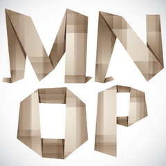 Origami style vector letters M N O P.