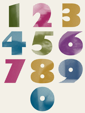 Halftone dots bold numbers.