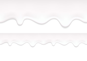 Yogurt drips. Seamless horizontal border.