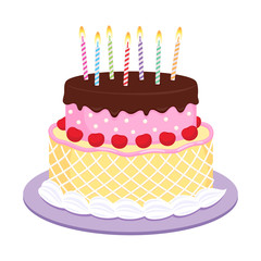 Birthday cake with candles illustration.