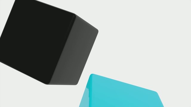 3D animation CUBES AND TRANSITION EFFECT in black out cyan