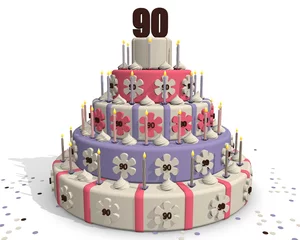 Deurstickers Verjaardagstaart 90 jaar © emieldelange