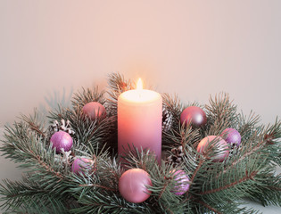 Christmas wreath with candle