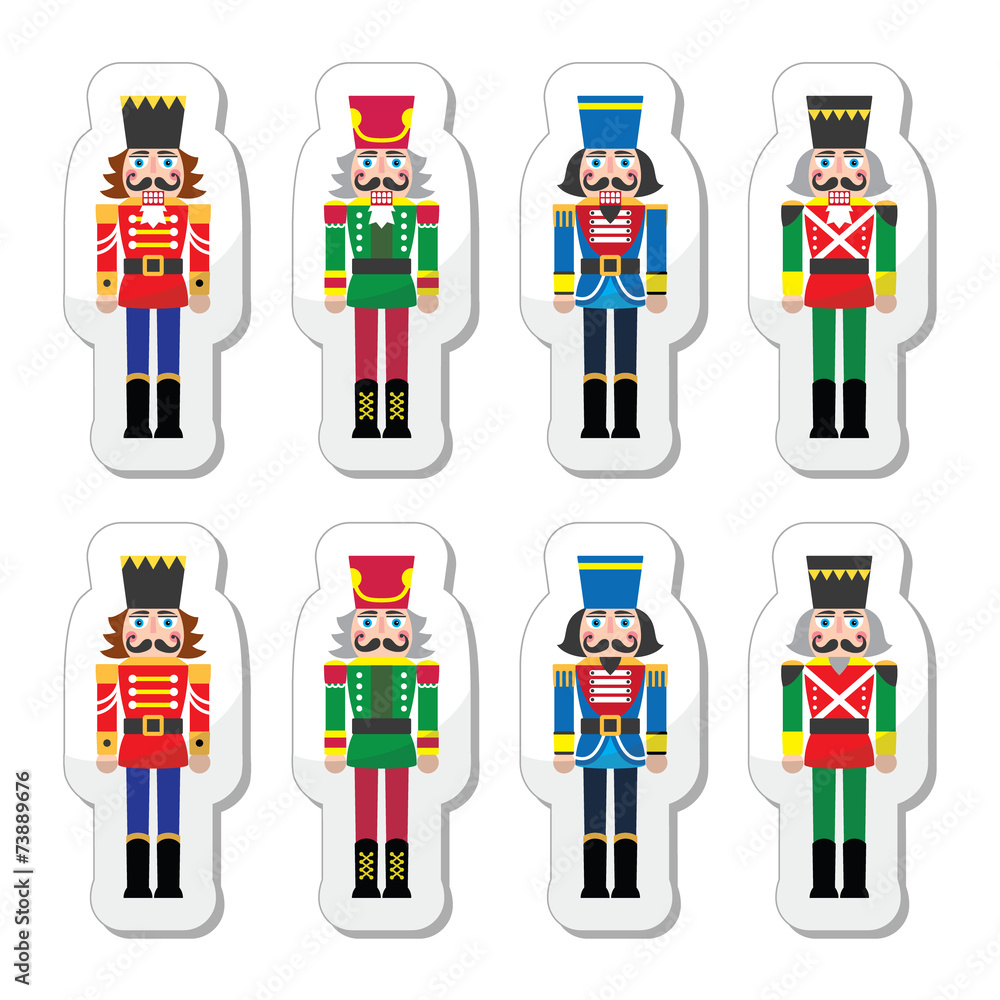 Wall mural Christmas nutcracker - soldier figurine icons set