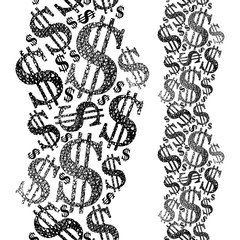 Money theme seamless pattern, vertical composition, Dollar symbo