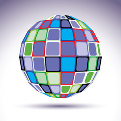 Turquoise spherical fractal object, 3d globe. Kaleidoscope orb c