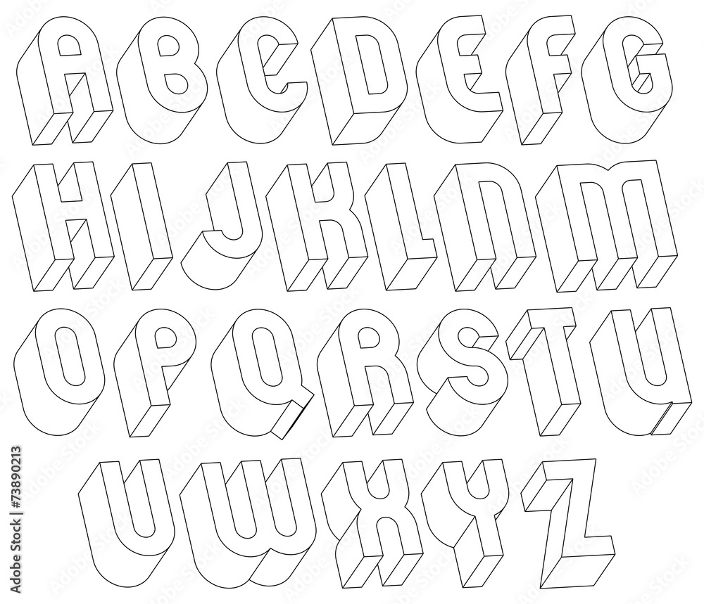 Poster black and white 3d font made with thin lines.