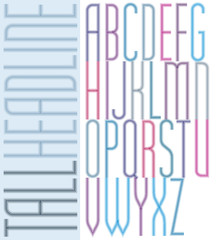 Poster condensed colorful light font, striped compact aerial upp