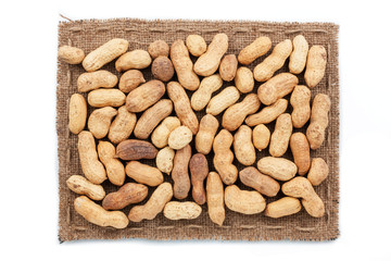 Frame made of burlap with peanut