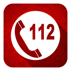 emergency call flat icon, christmas button, 112 call sign