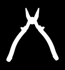 pliers white on a black background