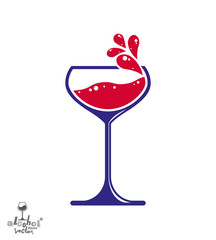 Simple vector wine goblet with splash, alcohol idea illustration