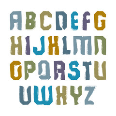 Vector stylish brush uppercase letters, handwritten font, sans s