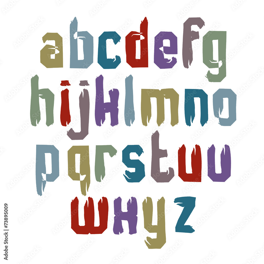 Poster handwritten vector lowercase letters isolated on white backgroun