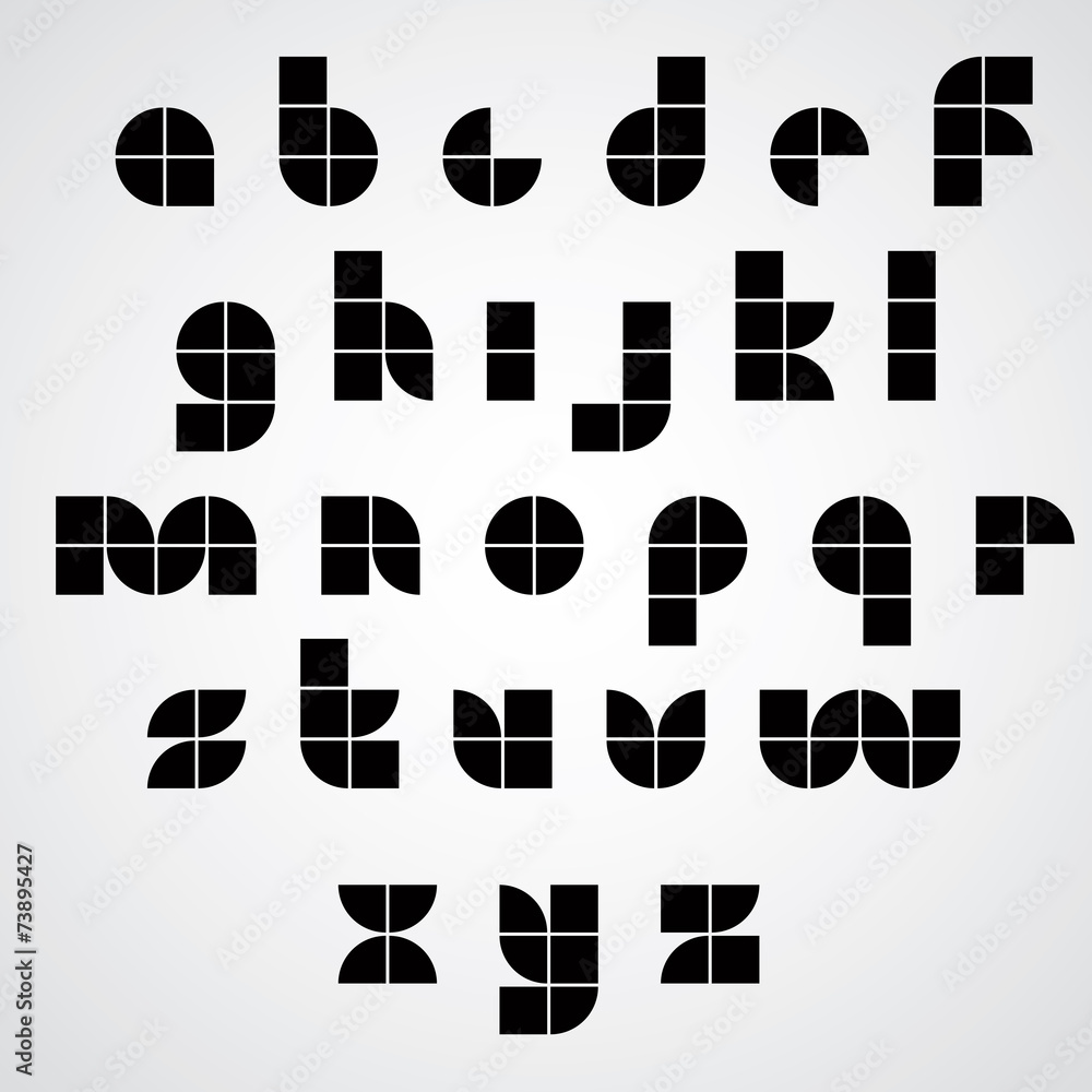 Fototapete digital style simple geometric font made with squares.