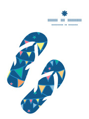 Vector colorful doodle bunting flags flip flops silhouettes