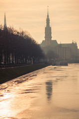 Obraz premium Lake Alster in Hamburg at sunset