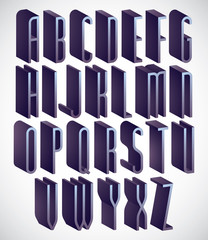 3d tall and thin font, monochrome dimensional alphabet.