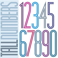 Poster tall colorful striped numbers with double equal lines on