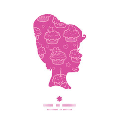 Vector colorful cupcake party girl portrait silhouette pattern