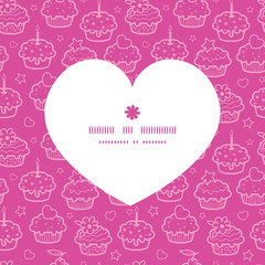 Vector colorful cupcake party heart silhouette pattern frame