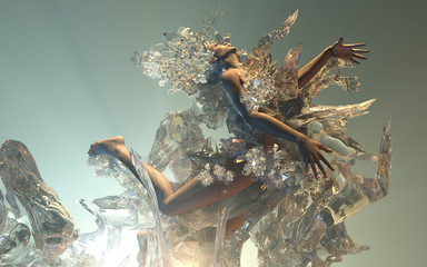 Bonjour soleil (personnage recouvert de cristaux de glace) © Daniel RESPAUD